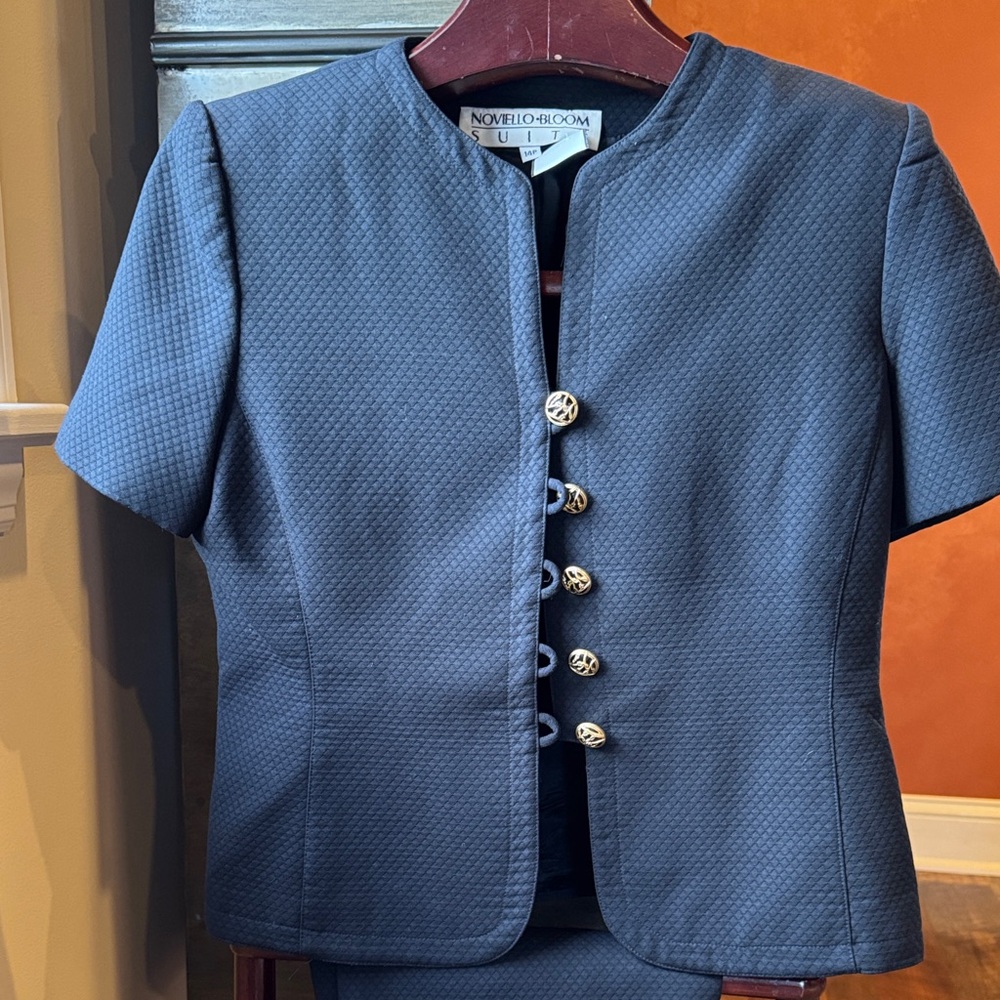 Women's Navy Short Sleeve Blazer + Skirt
